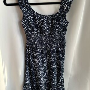 Navy Polka Dot Sleeveless Dress